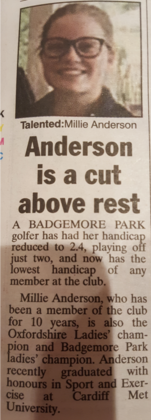 A Recent Newspaper Article in the Henley Standard on the Talented Millie Anderson